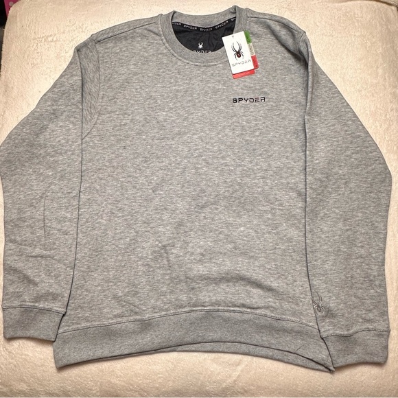 Spyder Men’s Light Grey Fleece Crew Neck Sweatshirt Size XLarge NWT - Picture 5 of 12